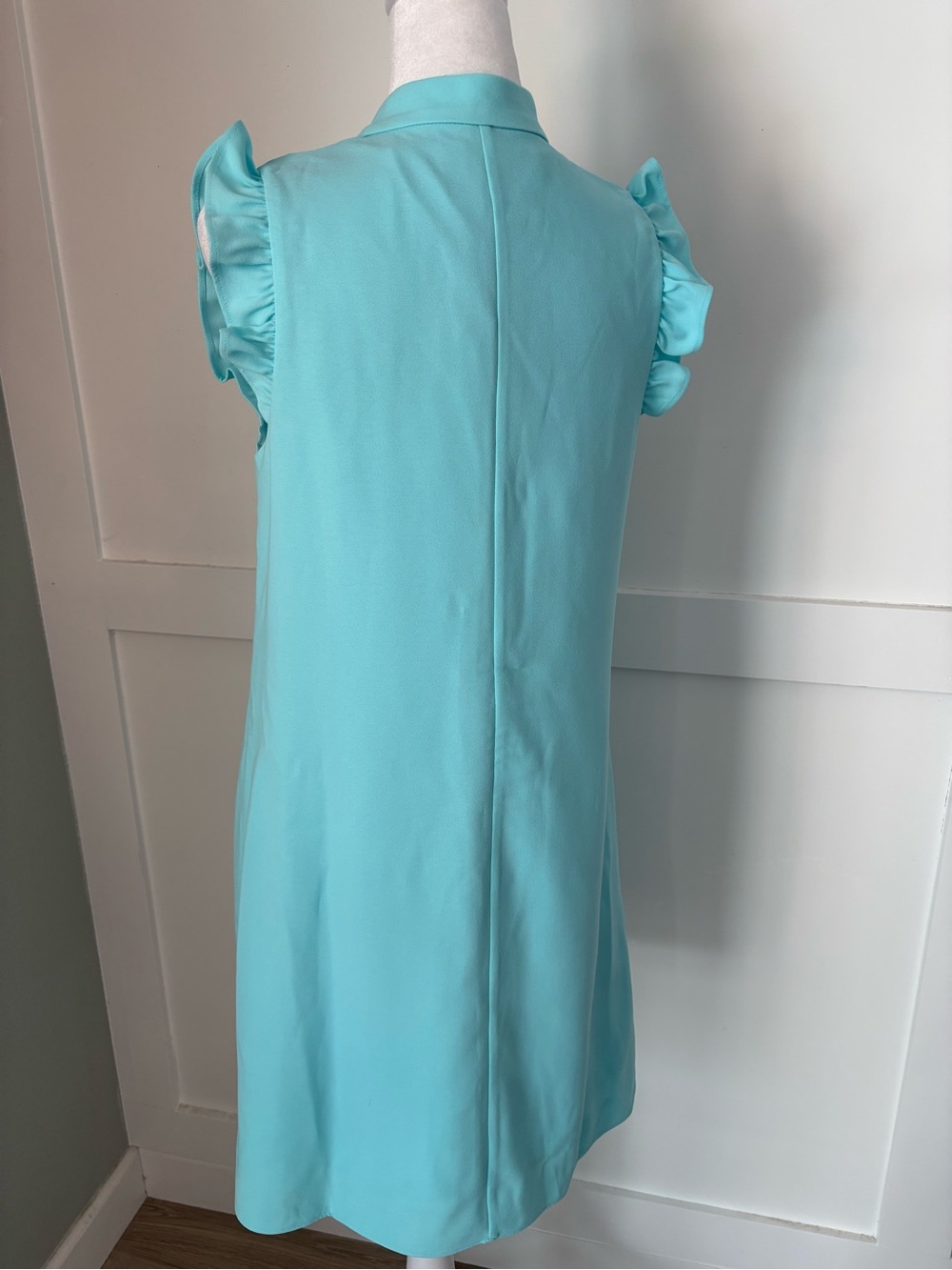 Lilly Pulitzer Adalee Shift Aqua Ruffled Pearl-Trim Shift Dress size 4 NWT - Picture 8 of 9